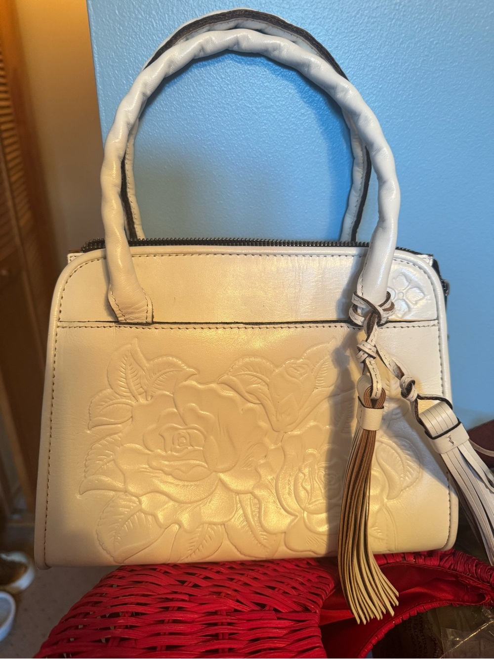 Patricia Nash White Paris Satchel Small